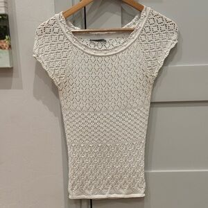 Ellie Tahiti Cream Knit Short Sleeve Top